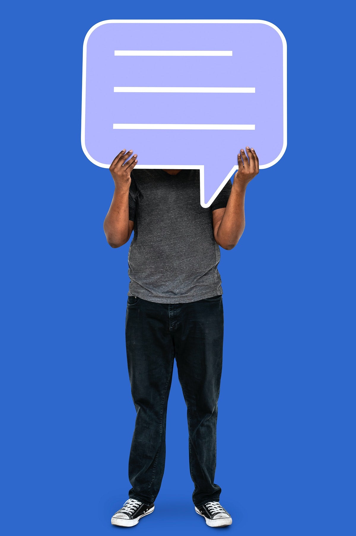 Man Holding A Blank Speech Bubble