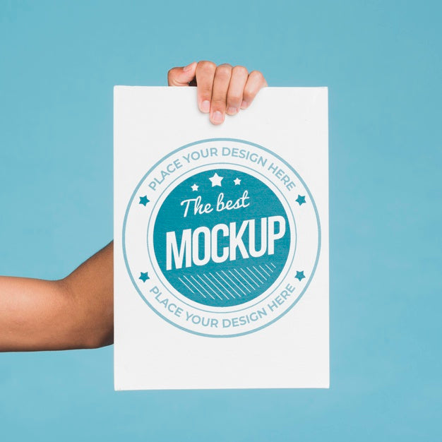 Man Holding Poster Mockup Psd