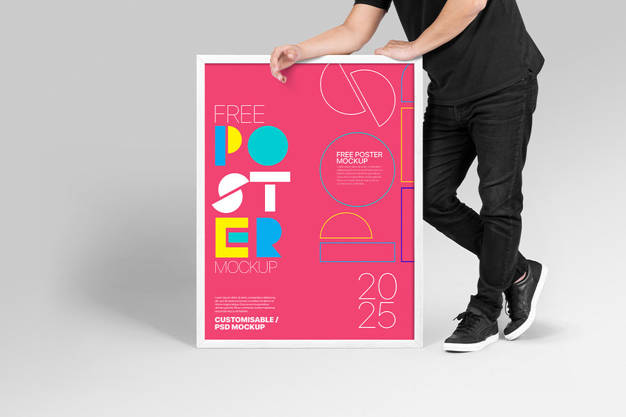 Man Holding Poster Mockup