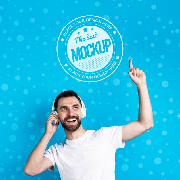 Man Listening To Music And Being Happy Psd