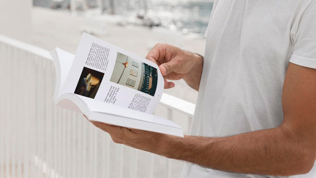 Man On Street Reading Book Psd