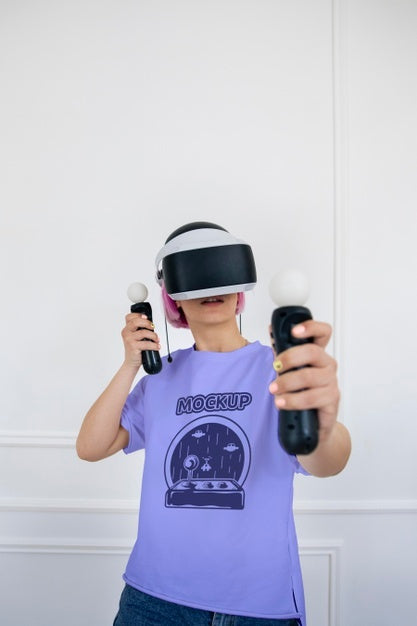 Man Playing Video Games At Home With Vr Headset Psd