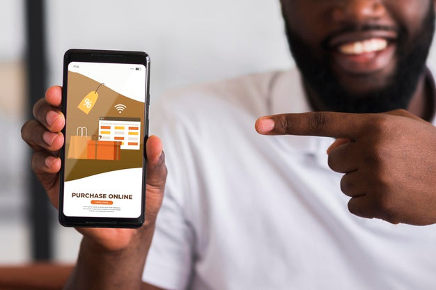 Man Pointing At Mobile Psd