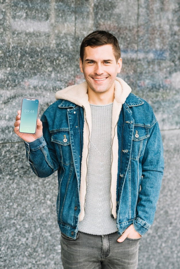 Man Presenting Smartphone Mockup Psd