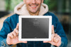 Man Presenting Tablet Mockup Psd