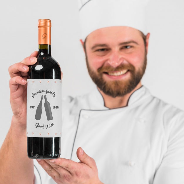 Man Presenting Wine Bottle Psd