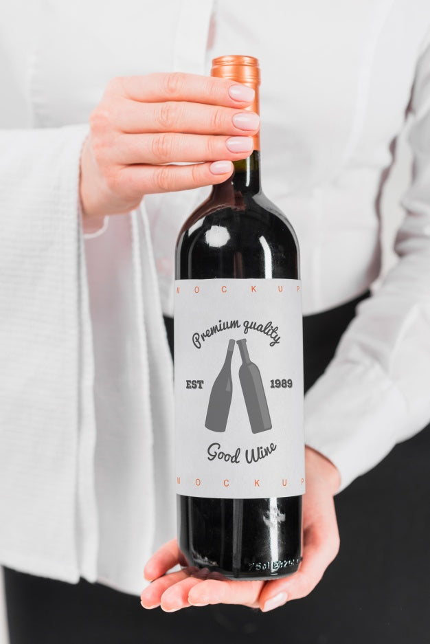 Man Presenting Wine Bottle Psd