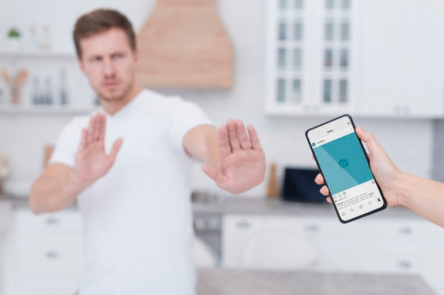 Man Refusing To Be Addicted To A Phone Psd