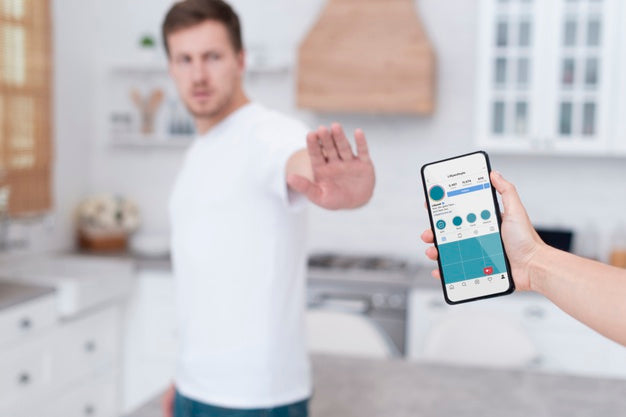 Man Refusing To Be Addicted To A Smartphone Psd