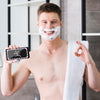 Man Shaving Mobile Phone Barber App Ok Gesture Psd