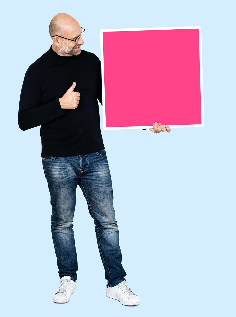 Man Showing A Thumbs Up And A Blank Board