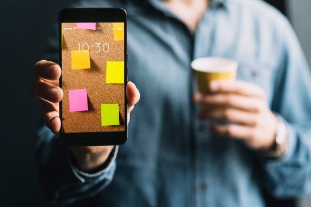 Man Showing Smartphone Template Psd