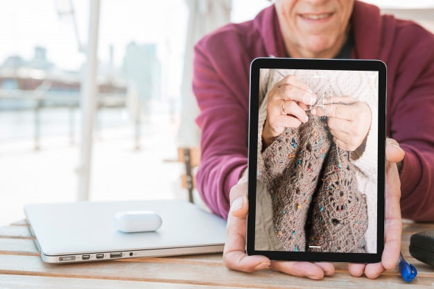 Man Showing Tablet Mockup Psd