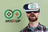 Man Using A Virtual Reality Headset Mock-Up Psd