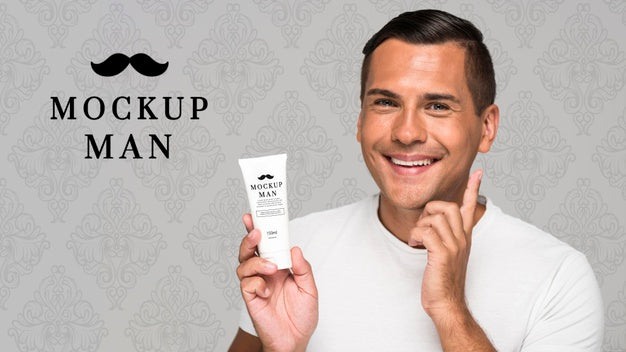 Man Using Face Cream Mock-Up Psd