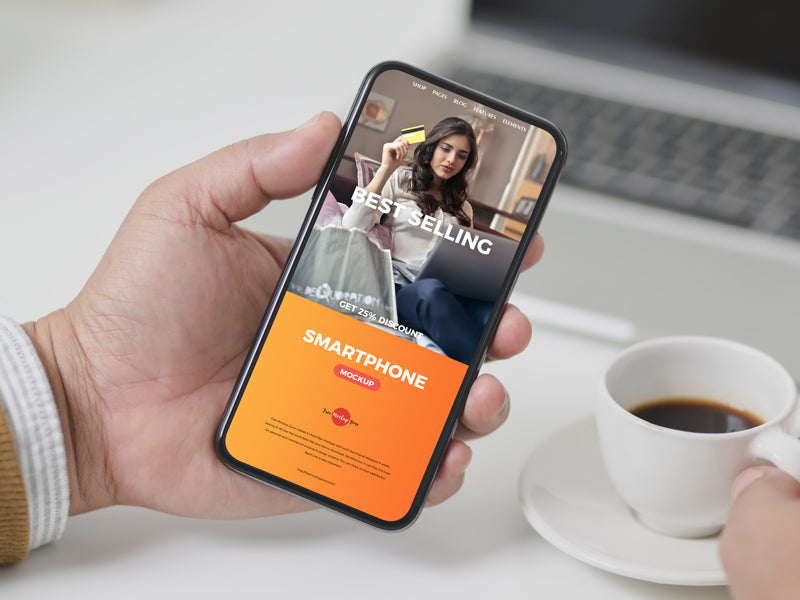 Man Using Smartphone Mockup Psd