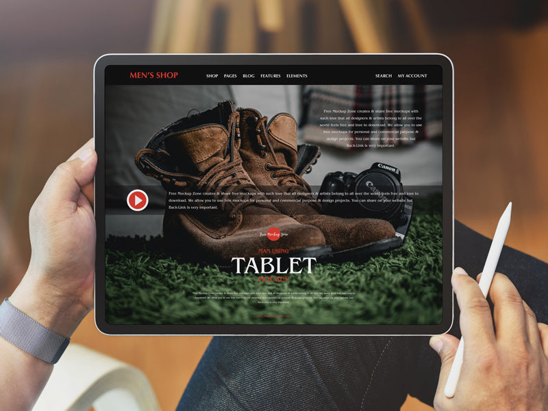Man Using Tablet Mockup Psd