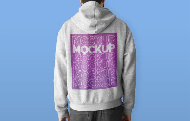 Man Wearing A Hoodie Mockup Psd