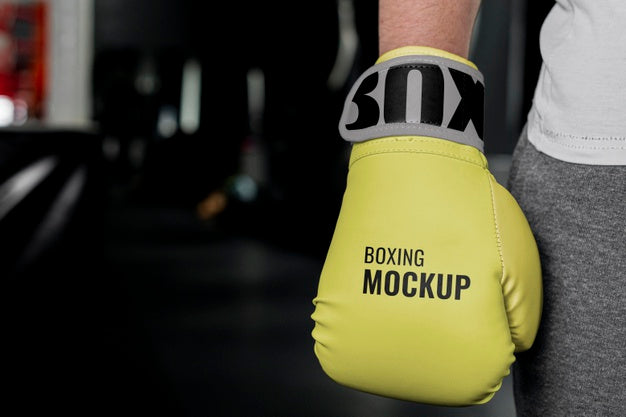 Man Wearing Boxing Gloves Mock-Up Psd