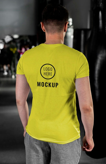 Man Wearing Boxing T-Shirt Mock-Up Psd