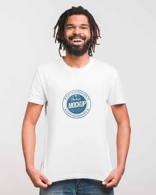 Man Wearing T-Shirt Mockup Psd