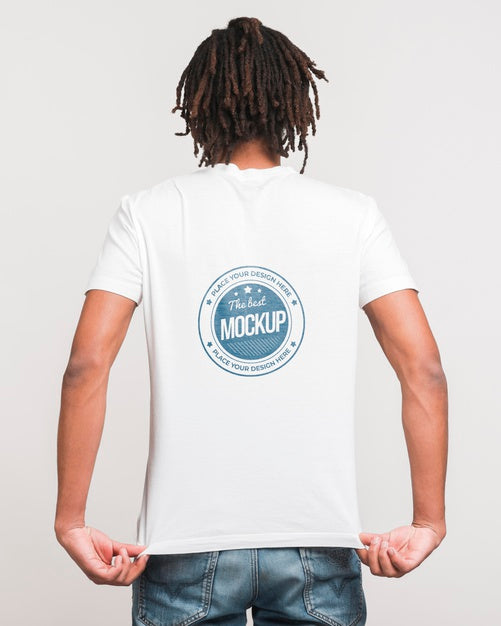 Man Wearing T-Shirt Mockup Psd