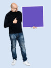 Man With A Blank Blue Square Board