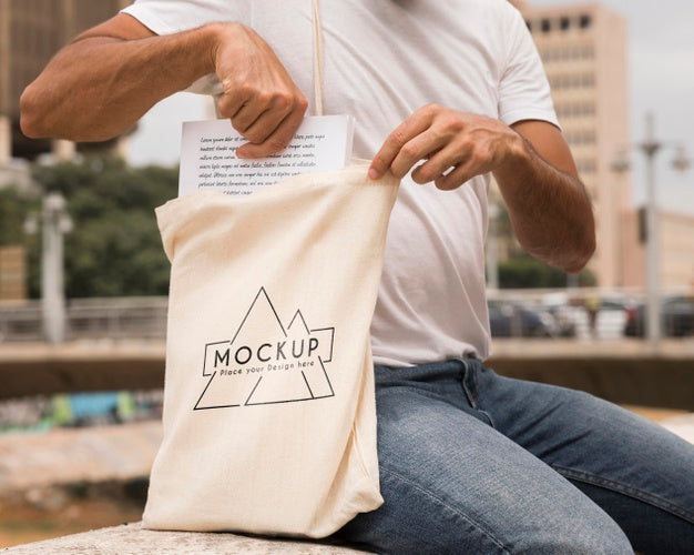 Man With Bag Mock-Up Concept Psd