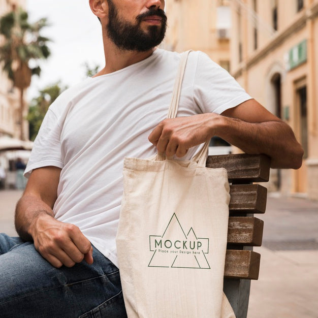 Man With Bag Mock-Up Concept Psd