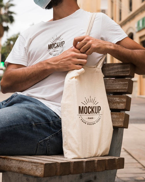 Man With Bag Mock-Up Concept Psd