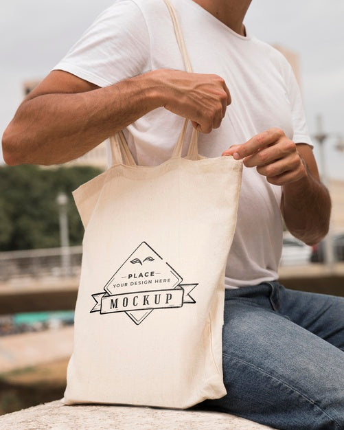 Man With Bag Mock-Up Concept Psd