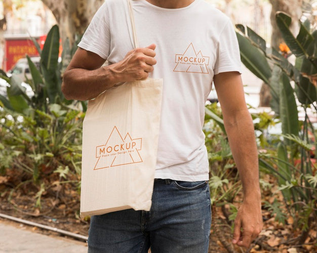 Man With Bag Mock-Up Concept Psd