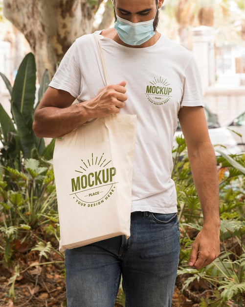 Man With Bag Mock-Up Concept Psd
