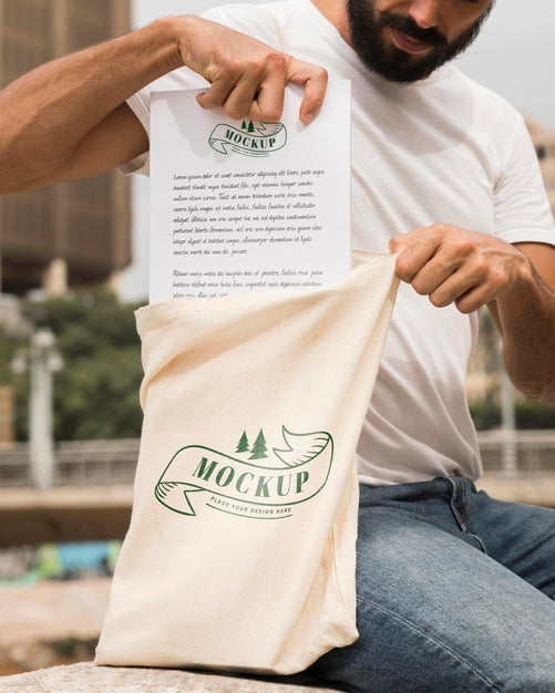 Man With Bag Mock-Up Concept Psd