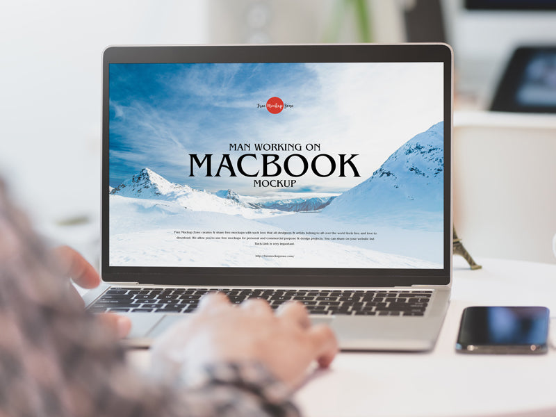 Man Working On Macbook Mockup