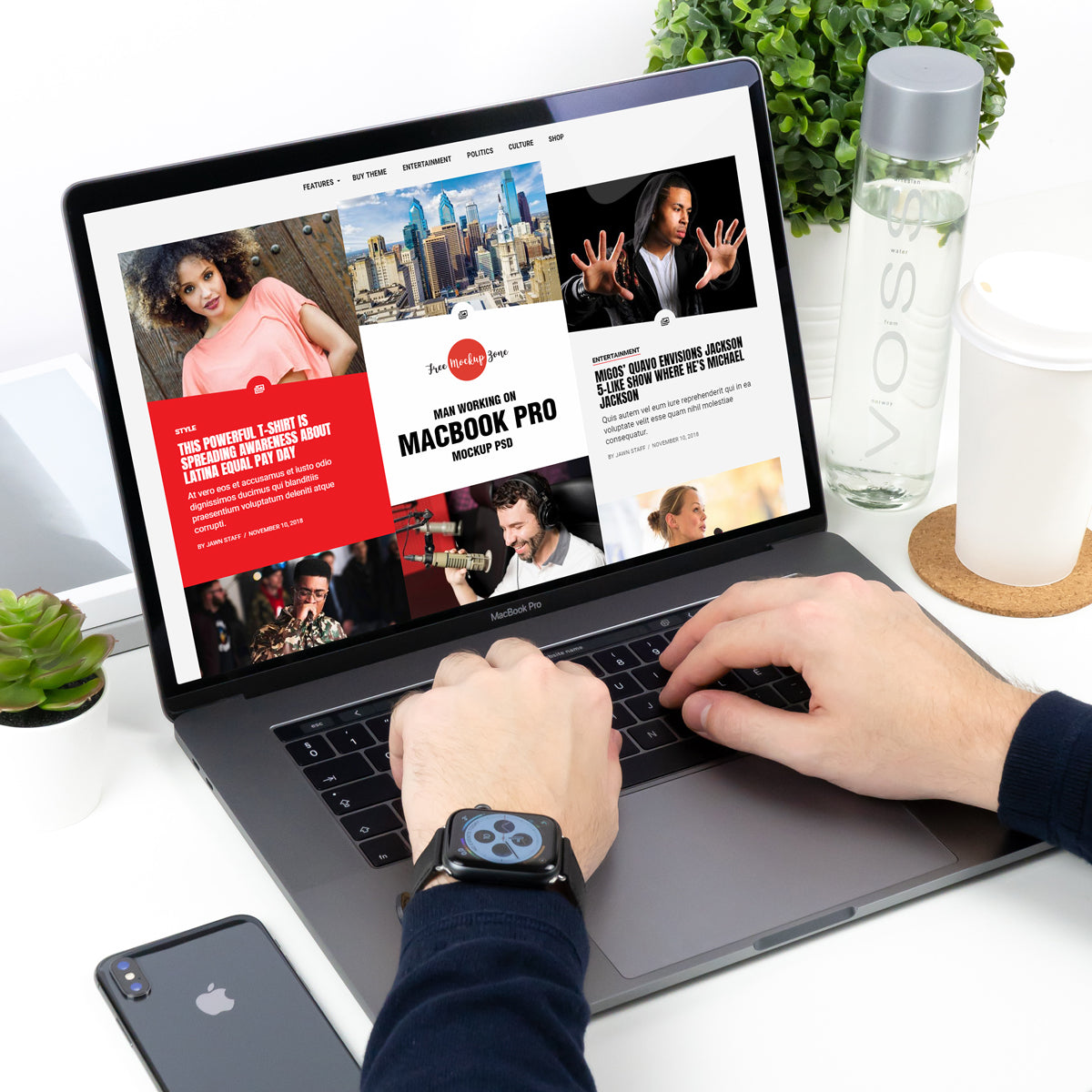 Man Working On Macbook Pro Mockup Psd
