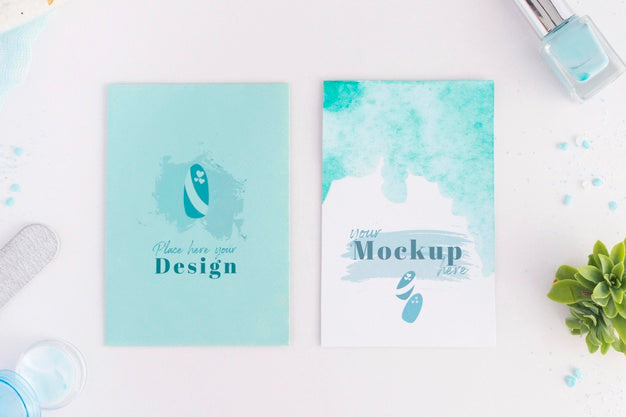Manicure Elements Arrangement With Card Mock-Up Psd