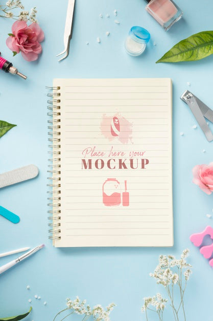 Manicure Elements Assortment With Notepad Mock-Up Psd