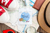 Map Beside Traveling Tools Mock-Up Psd