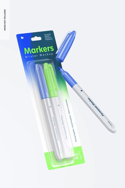 Markers Blister Mockup, Floating Psd