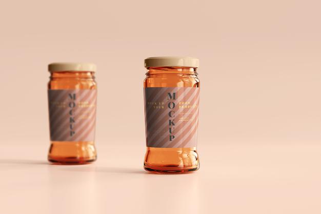 Marmalade Glass Jars Mockup Psd