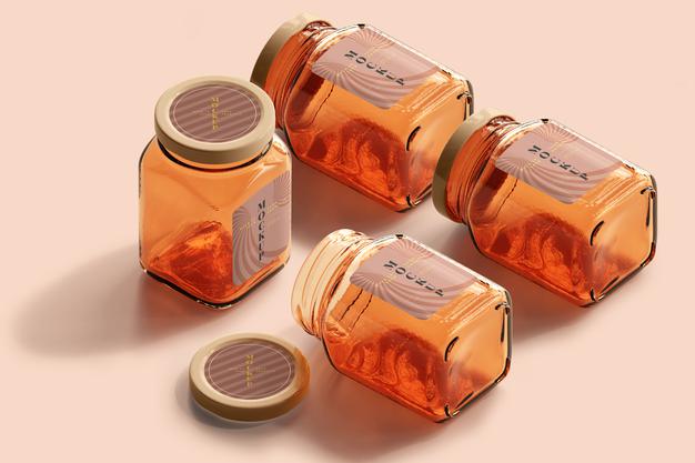 Marmalade Glass Jars Mockup Psd