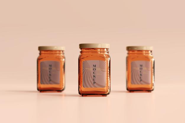 Marmalade Glass Jars Mockup Psd
