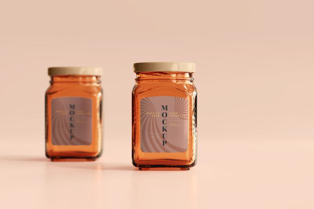 Marmalade Glass Jars Mockup Psd