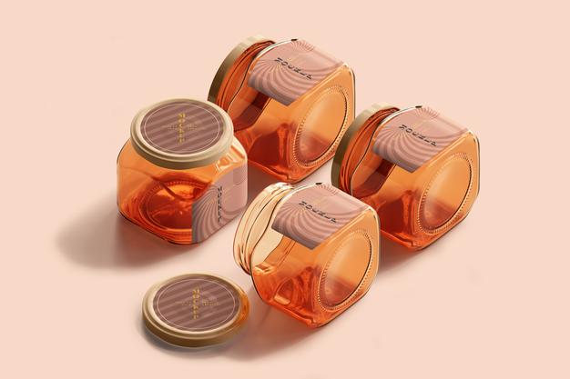 Marmalade Glass Jars Mockup Psd