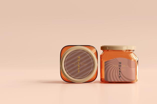 Marmalade Glass Jars Mockup Psd
