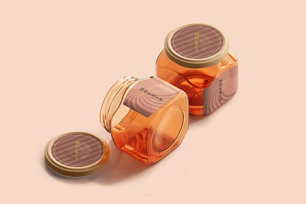 Marmalade Glass Jars Mockup Psd