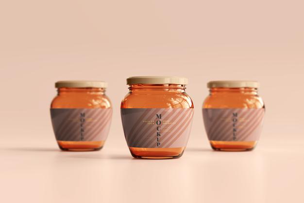 Marmalade Glass Jars Mockup Psd