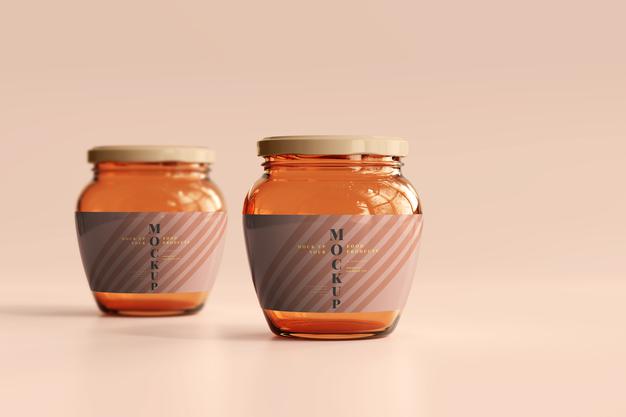 Marmalade Glass Jars Mockup Psd