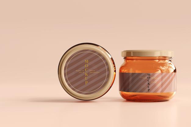 Marmalade Glass Jars Mockup Psd